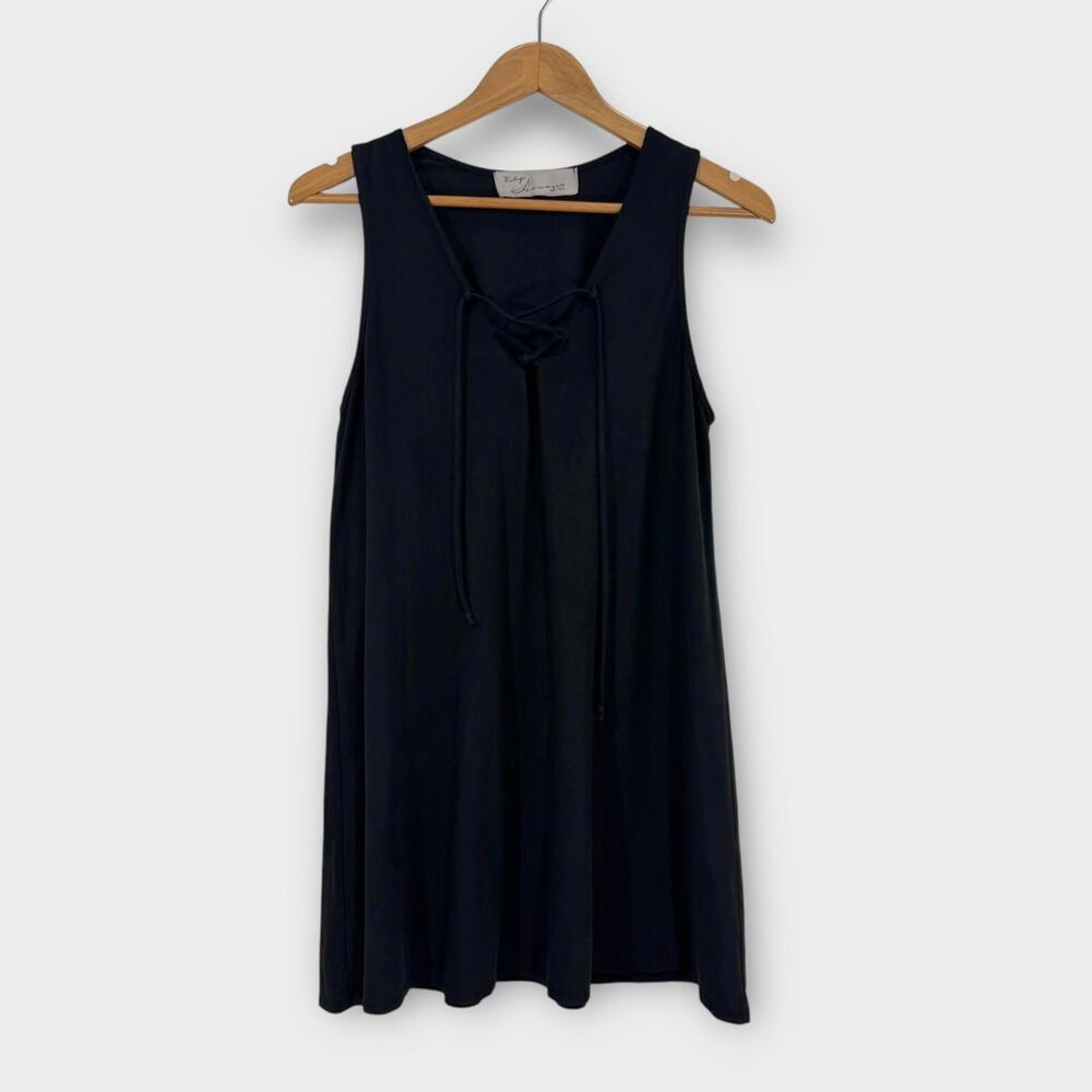 Vintage Havana Women’s Size Medium Black Lace Up Faux Suede Flowy Mini Dress